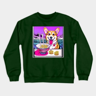 Corgi Eating Ramen Noodles Soup Crewneck Sweatshirt